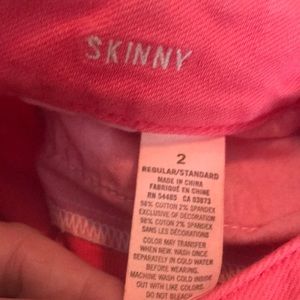 Juniors Size 2 Coral Skinny Jeans